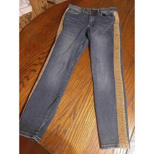 Jrs Size 11 Indigo Rein Blue Brown Denim Blue Jeans Double Button Fly